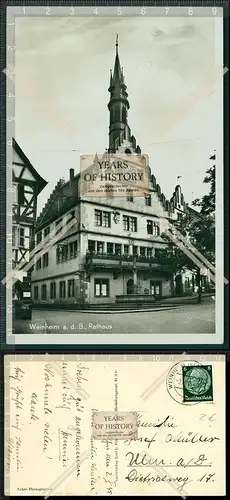 Orig. Foto AK Weinheim an der Bergstraße Rathaus 1935 gelaufen