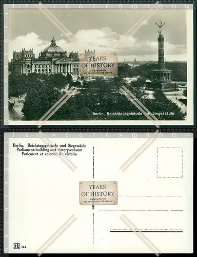 Orig. Foto AK Berlin Reichstagsgebäude mit Siegessäule 1936