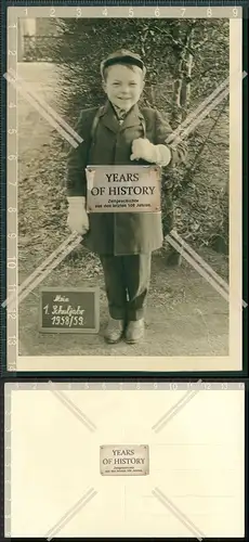 Orig. Foto AK mein erstes Schuljahr strahlender Junge mit Schulranzen Tornister