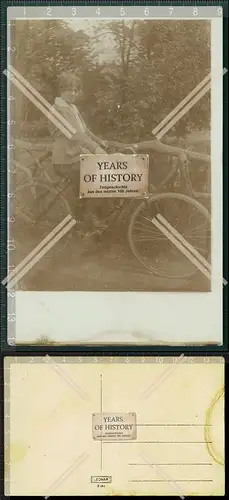 Orig. Foto  junge Dame Mädchen mit Fahrrad 1921