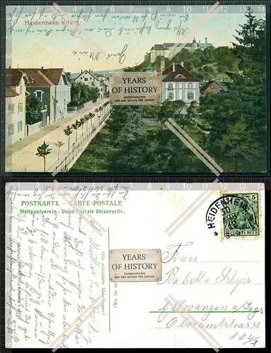 Orig. AK Heidenheim an der Brenz 1912 gelaufen Straßenansicht