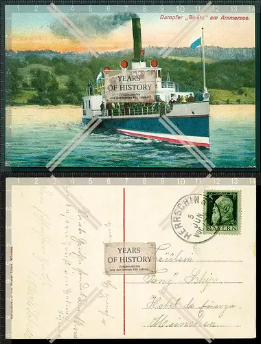 Orig. AK Dampfer Gisela am Ammersee 1911 gelaufen Kloster Andechs Marienmünste