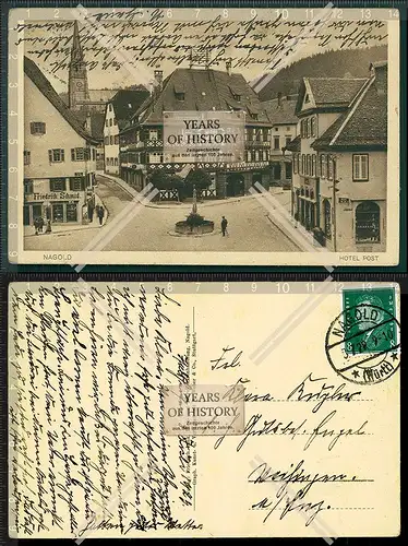Orig. AK Nagold Hotel Post 1929 gelaufen