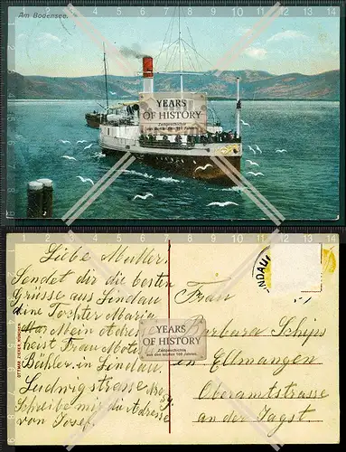 Orig. AK Bodensee Dampfer Raddampfer 1906 gelaufen