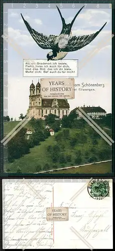 Orig. AK Wallfahrtskirche Schönenberg Ellwangen Schwalben Post 1916 gelaufen