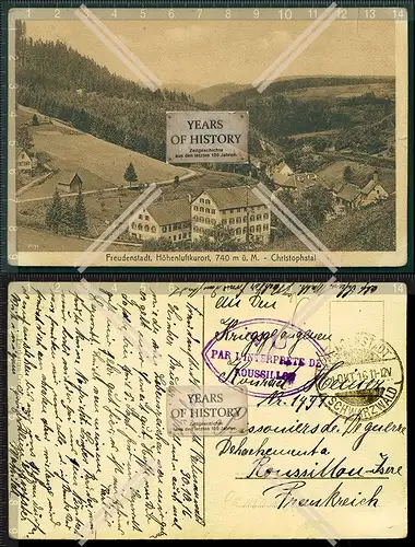 Orig. AK Freudenstadt Christophstal 1916 gelaufen Rückseite mit Sonderstempel 