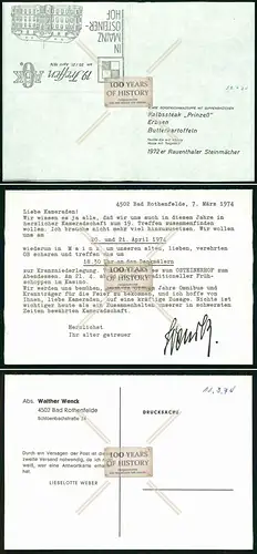 Einladung 19. Nachkriegstreffen 1974 in Mainz 6. AOK Armee W. Wenk, A. Hollidt P