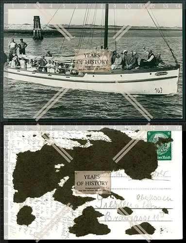 Orig. Foto AK 1933 gel. Norderney Boot Namens Nordsee verlässt die Insel mit G