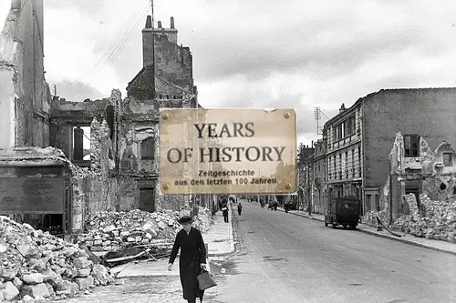 Foto kein Zeitgenössisches Original Straßenansicht zerstörte Gebäude Frankreich 