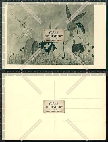 Orig. Künstler AK Ostern Osterhase Osterhasenfamilie wandern 