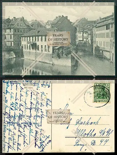 Orig. AK Hannover die Insel Rudolf-von-Bennigsen-Ufer Bahnpost gelaufen 1911 na