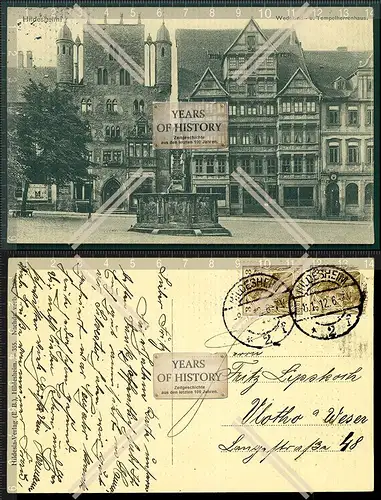 Orig. AK Hildesheim Wedekind und Tempelherrenhaus 1912 gelaufen gelaufen nach V