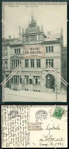 Orig. AK Hannover Haus der Väter 1912 gelaufen nach Vlotho Westfalen