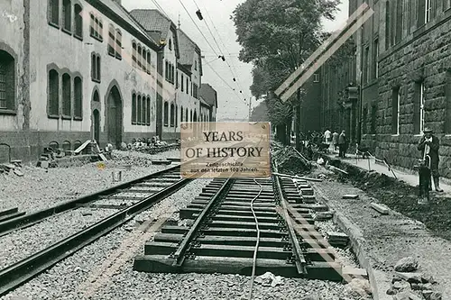 Foto Dortmund Hamburger Straße Straßenbahn Kleinbahn u. U-Bahn Sanierung 1950