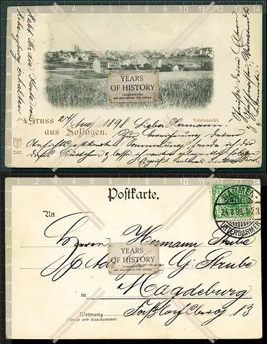 Orig. AK Solingen 1898 gelaufen total Ansicht 