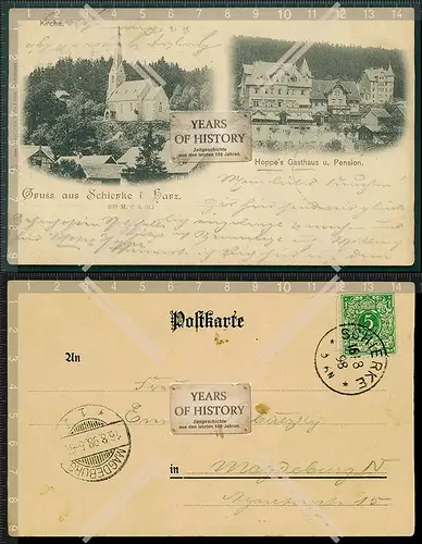 Orig. AK Schierke im Harz Hoppes Gasthaus und Pension 1898 gel.