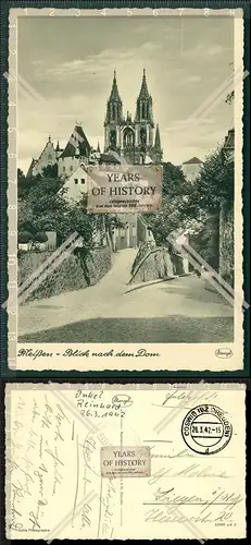 Orig. AK Meißen b. Dresden Blick nach dem Dom 1942 gelaufen Feldpost 