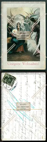 Orig. AK gesegnete Weihnachten Maria mit Kind und Enkel im Hintergrund 1912 gel