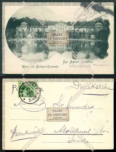 Orig. AK Stuttgart Cannstatt Schloss Wilhelma 1903 gelaufen zoologisch-botanisc