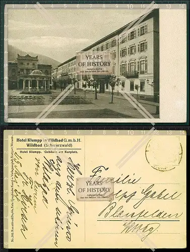 Orig. AK Wildbad Schwarzwald Hotel Klump 1925 gelaufen