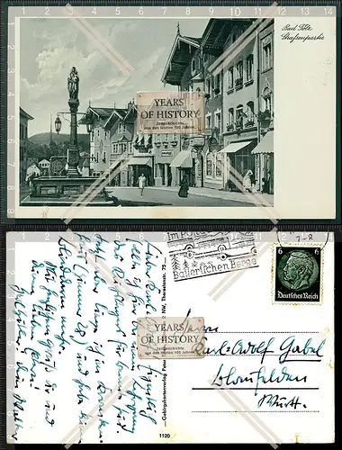 Orig. AK Bad Tölz Straßenansicht Geschäfte Brunnen und vieles mehr 1936 gela