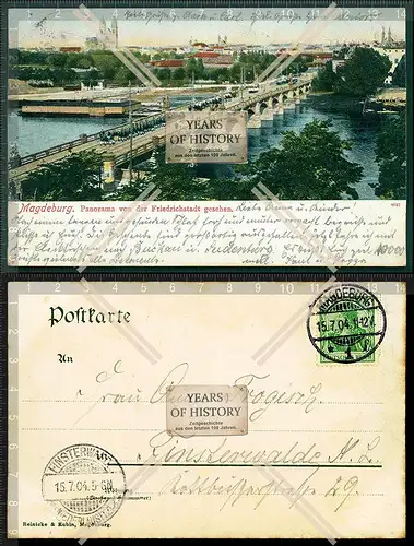 Orig. AK Magdeburg 1904 Soldaten marschieren auf Brücke gelaufen Panorama von