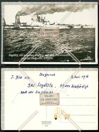 Foto S.M.S. Seydlitz schwere Treffer Rückmarsch nach der Skagerrak Schlacht SMS