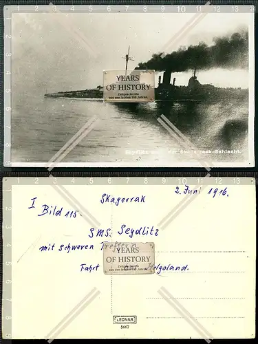Foto S.M.S. Seydlitz mit schweren Treffern bei Helgoland Kriegsschiff SMS