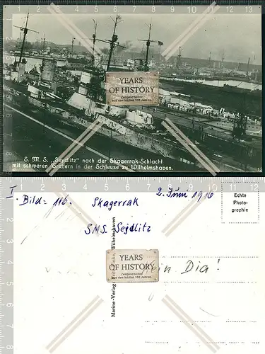 Foto S.M.S Seydlitz schwere Treffer in Schleuse Wilhelmshaven Kriegsschiff SMS