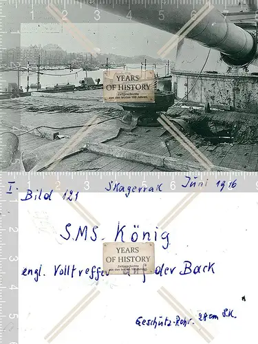 Foto S.M.S. König beschädigt Volltreffer Geschützrohr Schnellfeuerkanonen SMS