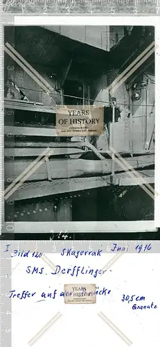 Foto S.M.S Derfflinger beschädigt Treffer Brücke Skagerrak Kriegsschiff SMS
