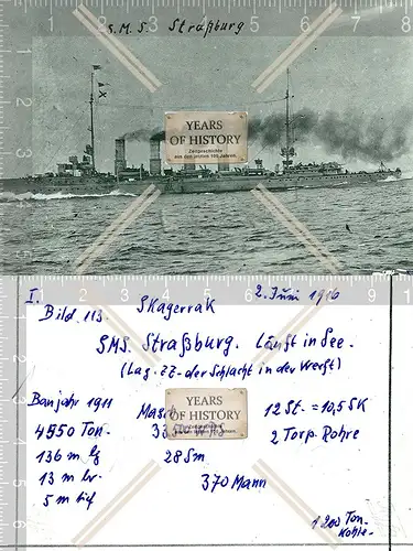 Foto S.M.S. Straßburg läuft in See Skagerrak Kriegsschiff Kaiserliche Marine SMS