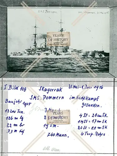 Foto S.M.S. Pommern Nachtkampf gesunken Skagerrak Kriegsschiff Kaiserliche SMS