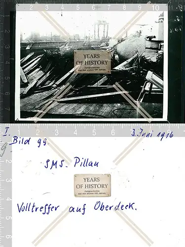 Foto S.M.S. Pillau beschädigt Volltreffer auf Oberdeck Kriegsschiff Marine SMS