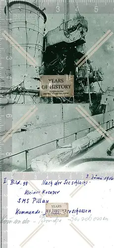 Foto S.M.S. Pillau beschädigt Brücke Seeschlacht Kreuzer Kriegsschiff SMS