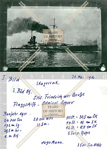 Foto S.M.S. Friedrich der Große Flaggschiff Admiral Scheer Skagerrak SMS