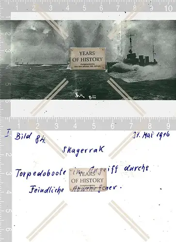 Foto Torpedoboote im Angriff durch feindliches Abwehrfeuer Skagerrak Kriegsschi