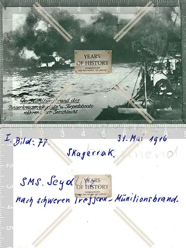 Foto S.M.S Seydlitz schwere Treffern Munitionsbrand Skagerrak Kriegsschiff SMS