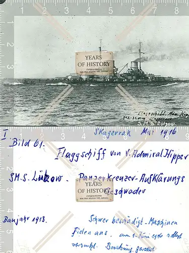 Foto Admiral Hipper und S.M.S. Lützow SMS Kriegsschiff Kaiserliche Marine 1916