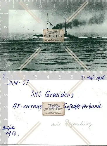 Foto S.M.S. Graudenz zum Gefechtsverband Kriegsschiff Kaiserlich Marine 1916 SMS