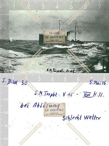 Foto S.M.S. Torpedoboot V45 bei Ablösung schlecht Wetter Kriegsschiff Marine SMS