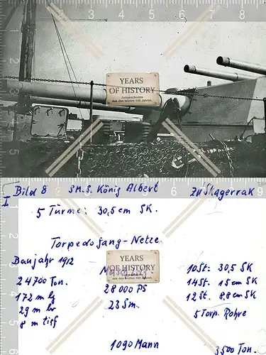 Foto S.M.S. König Albert Skagerrak Torpedofang-Netze SMS Kriegsschiff Marine