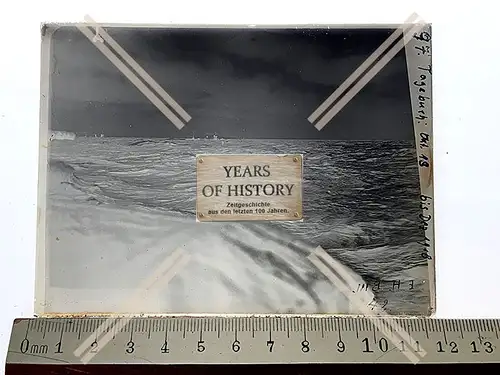 Orig. Glas Dia Aufklärung Feindfahrt Doggerbank 1916-18 Kriegsschiff Torpedobo