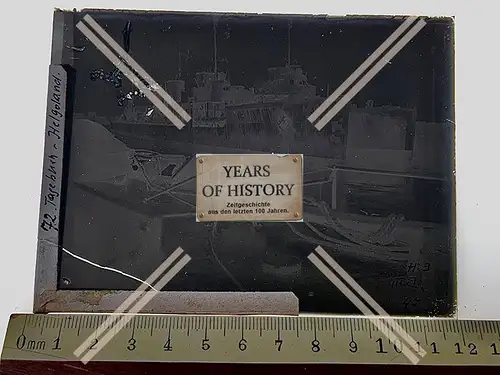 Orig. Glas Dia Helgoland Kriegsschiffe im Hafen 1916-18 Kriegsschiff Torpedoboo