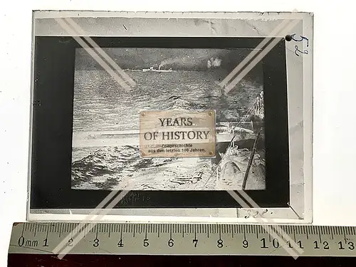 Orig. Glas Dia Torpedo abgefeuert 1916-18 Kriegsschiff Torpedoboot Kaiserliche 