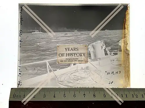 Orig. Glas Dia Aufklärung Feindfahrt Doggerbank 1916-18 Kriegsschiff Torpedobo