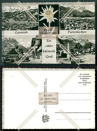 Orig. AK Garmisch-Partenkirchen mit echtem Edelweiß