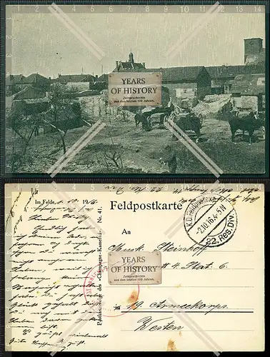 Orig. AK Frankreich Feldpostkarte zerstörtes Dorf 1916 Feldpost gelaufen Sonde