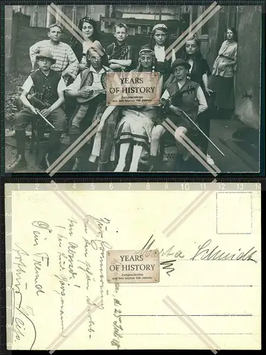 Orig. Foto AK Bremen 1918 Karneval Fasching Jungs Mädchen