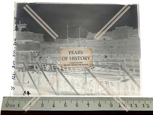 Orig. Glas Dia Kriegsschiff Torpedoboot Hafen Werft Dock Kiel Holstein 1918 1.